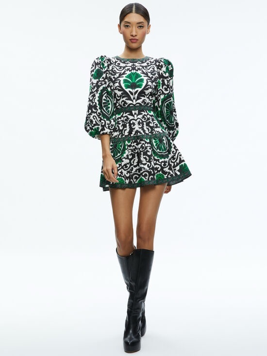 Alice + Olivia Dresses & Skirts - Alice + Olivia Black and Green Baroque Mini Dress